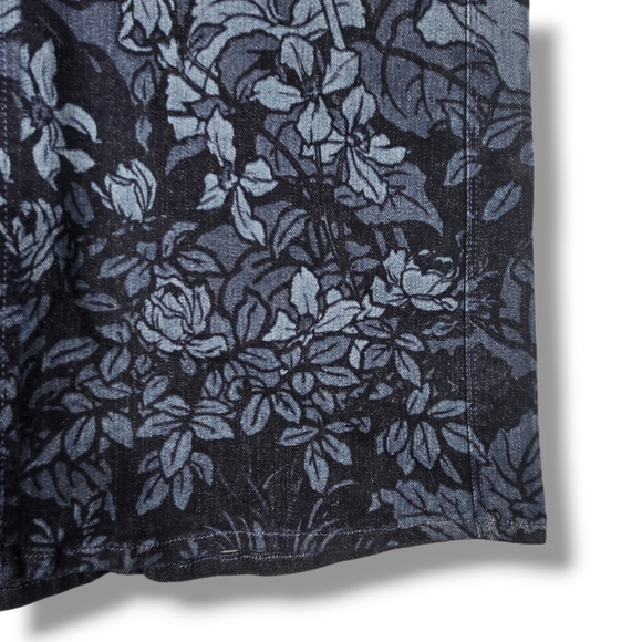 Mother The Swooner Straight A Midi Skirt Blue Denim Floral Sing Me To Sleep 25 - Picture 14 of 15